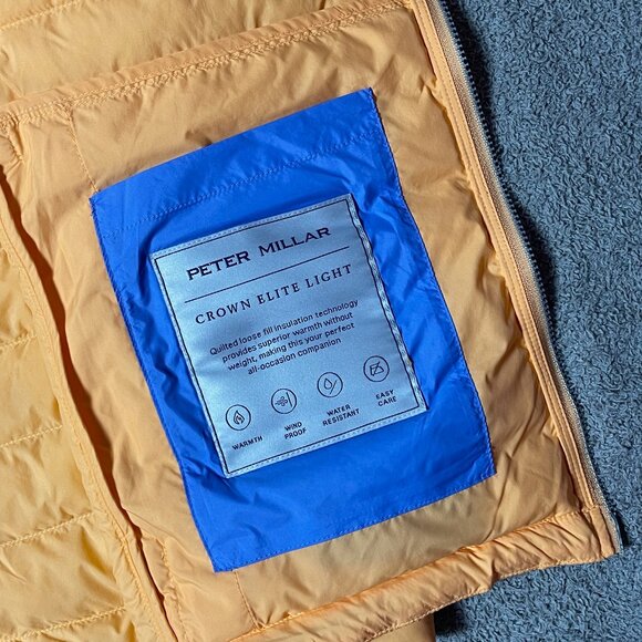 Peter Millar Crown Elite Light Golf Puffer Vest Orange Men's Large MSRP $200 - Picture 4 of 9